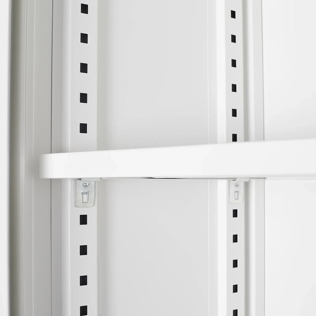 Metal Storage Cabinet with Locking Doors and Adjustable Shelf, Folding Filing Storage Cabinet, Rolling Storage Locker Cabinet for Home Office,School,Garage, White