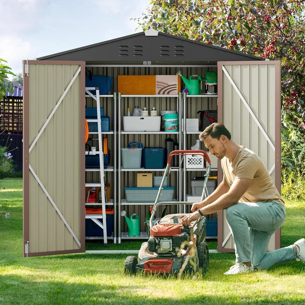 6' x 4' Outdoor Storage Shed on Sale, Aiho Shed & Outdoor Storage Clearance, Metal Storage Shed for Outside, Backyard, Garden & Patio - Dark Gray