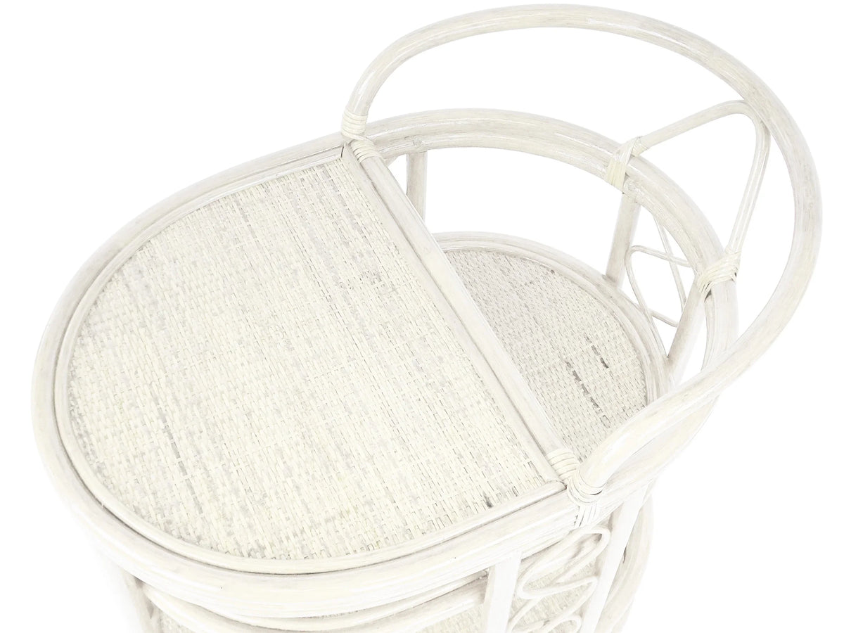 Trolly Moving Serving Cart Bar Table Natural Rattan Wicker ECO Handmade, White Wash