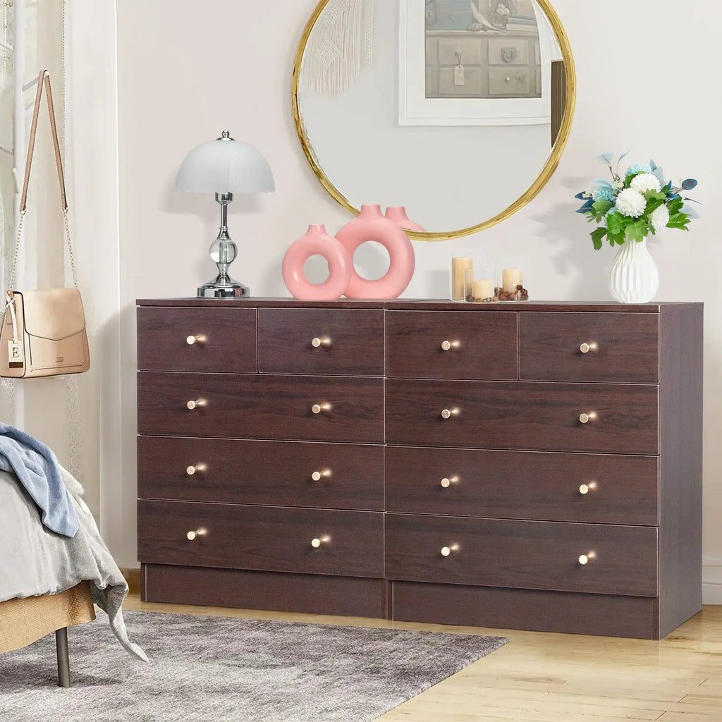 LLToo 25.98"L Dresser for Bedroom 5 Drawer Wide Modern Chest of Drawers for Bedroom,Brown