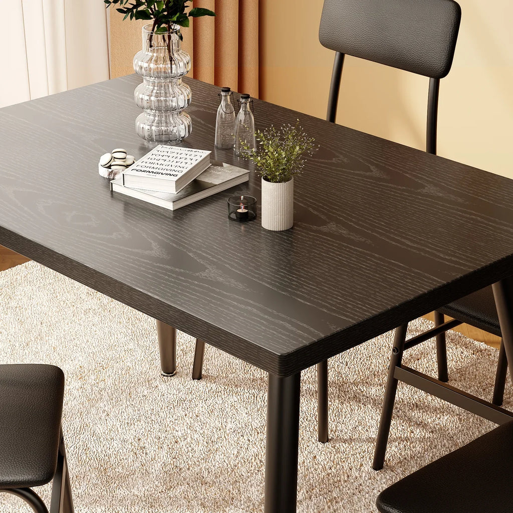 Dining Table Set for 4, Lofka 5 Piecs Kitchen Table and Chairs Set for Dining Room & Kitchen, Black
