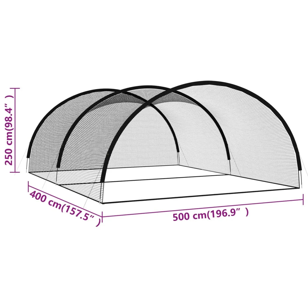 vidaXL Baseball Batting Cage Net Black 236.2"x157.5"x98.4" Polyester