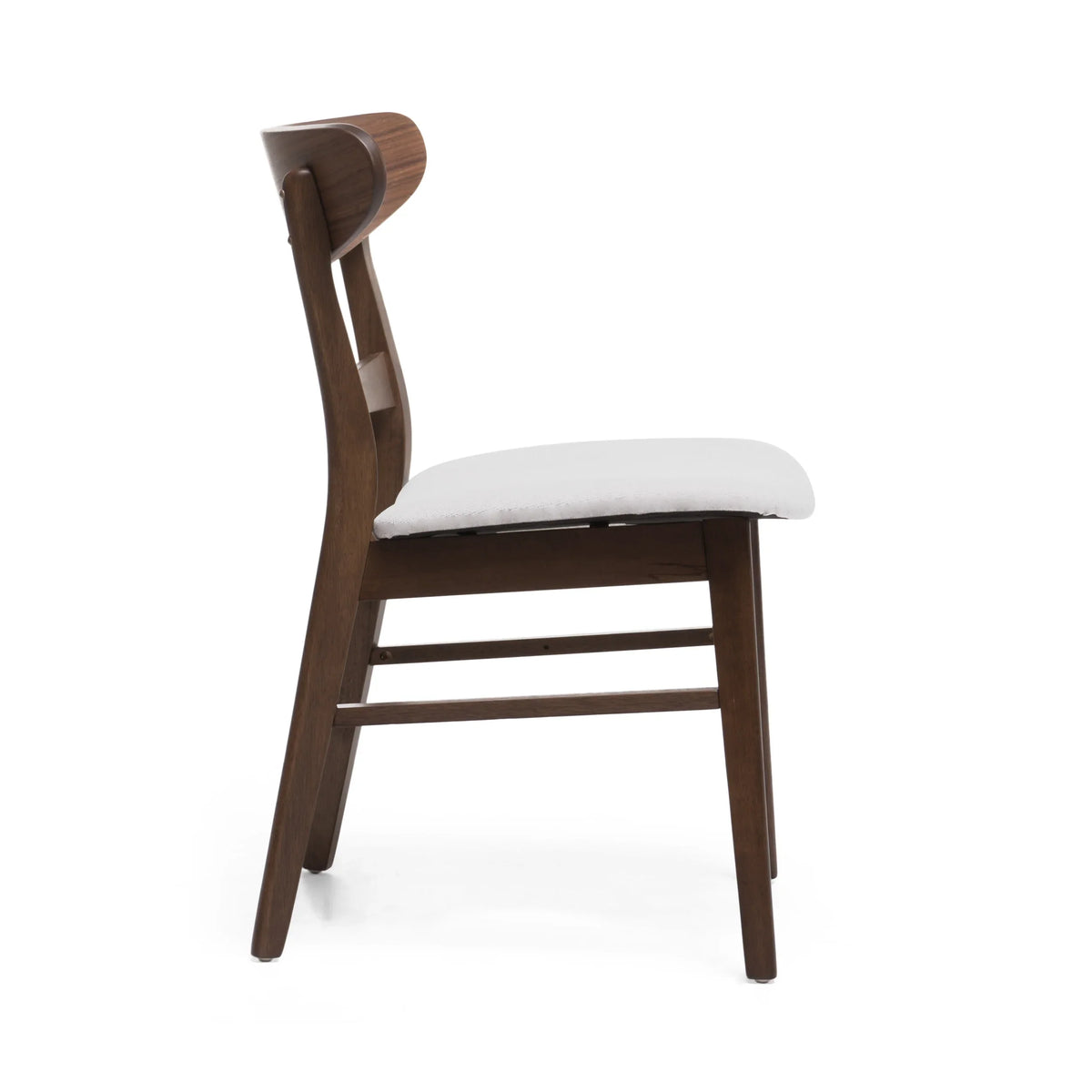 GDFSTUDIO Mid Century Modern Fabric Upholstered Rubberwood Dining Chairs, Set of 2, Dark Gray and Walnut