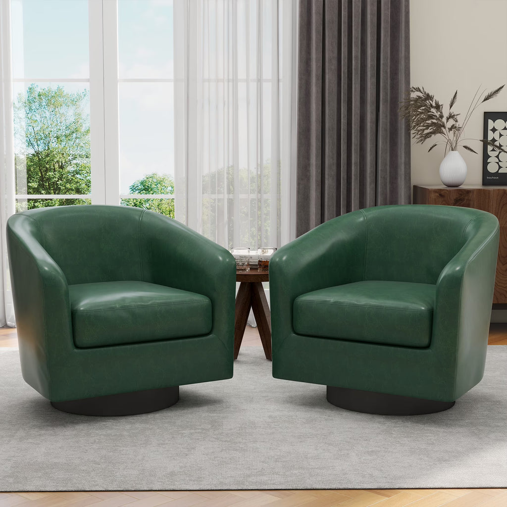 UIXE Swivel Accent Chair, Upholstered Fabric Barrel Chair for Living Room, Small Single Sofa Bedroom Reading Seat, Light Gray