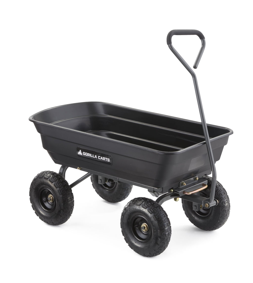 Gorilla Carts GOR4PS 600-lb. Poly Garden Dump Cart with 10" Tires