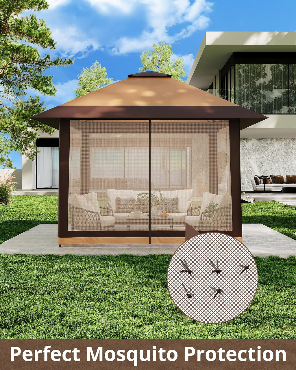 Accreate 13' X 13' Outdoor Patio Gazebo,Outdoor Canopy Tent with Mosquito Netting,Backyard Tent for Party, Wedding, Outdoor Dining, Patio, Backyard