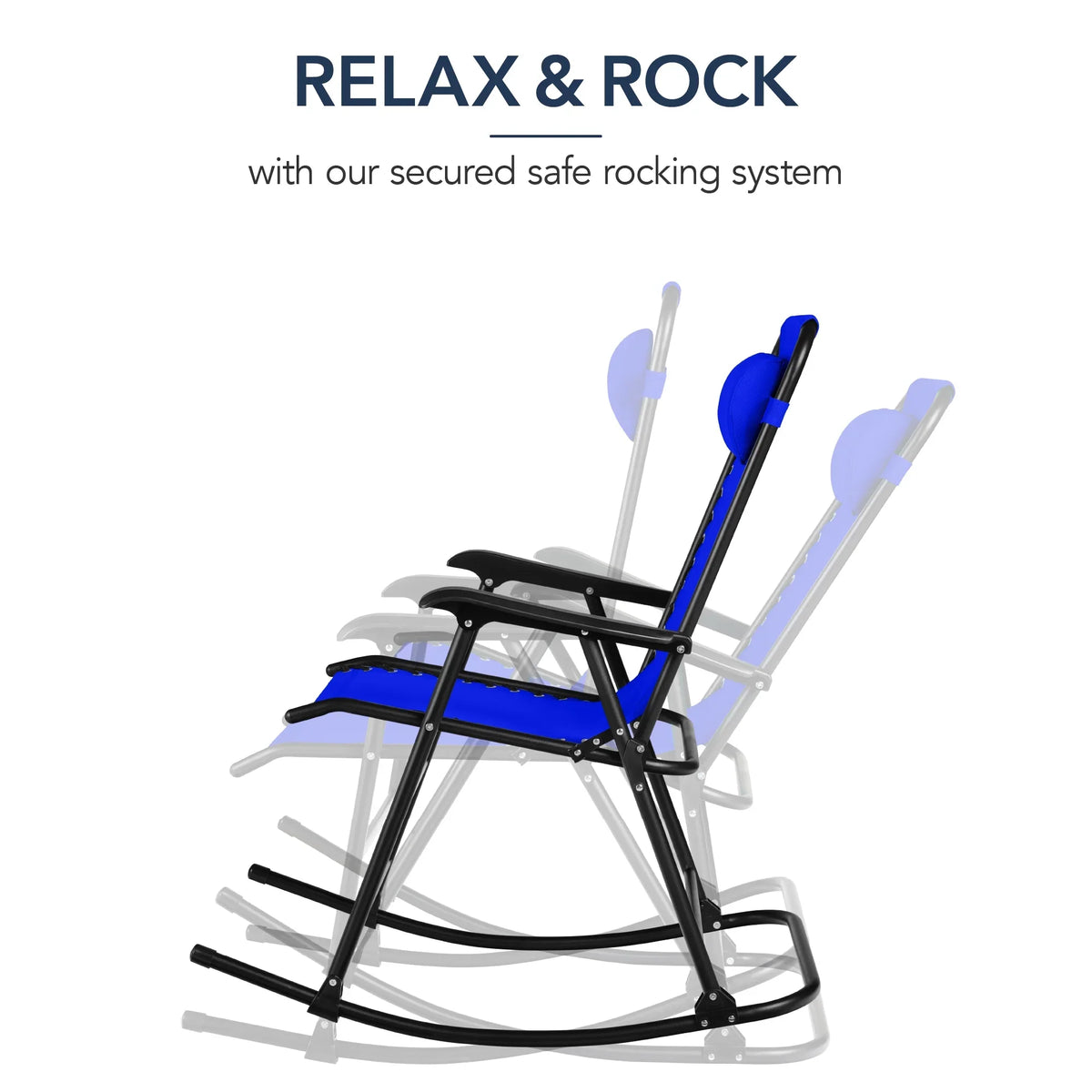 Best Choice Products Folding Outdoor Zero Gravity Rocking Lounge Chair w/ Headrest Pillow - Black