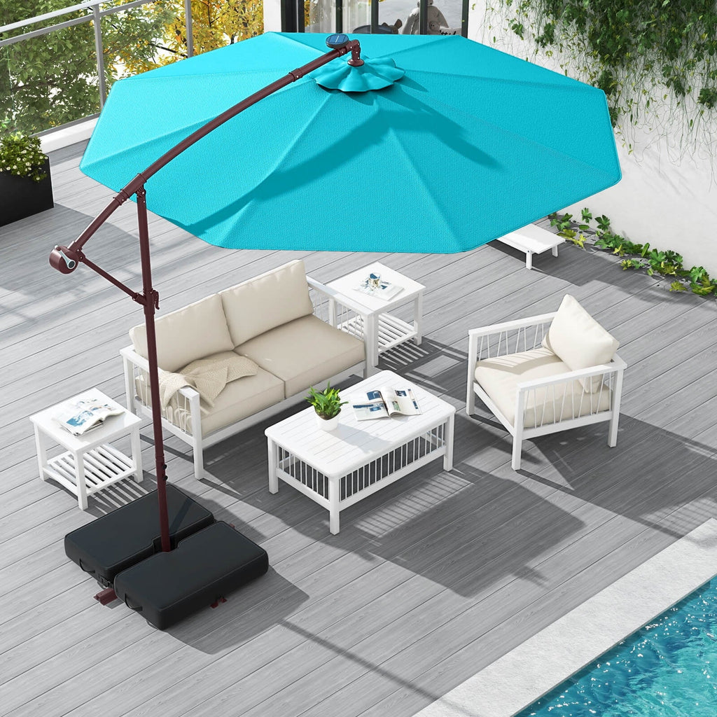 Costway 98.40" Navy Cantilever Patio Umbrella, Base-Included