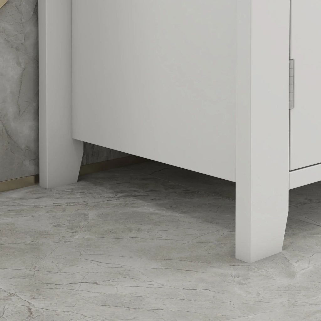 Kleankin Pedestal Sink Storage Cabinet, Under Sink Cabinet, Bathroom Vanity Cabinet with U-Shape and Adjustable Internal Shelf, White