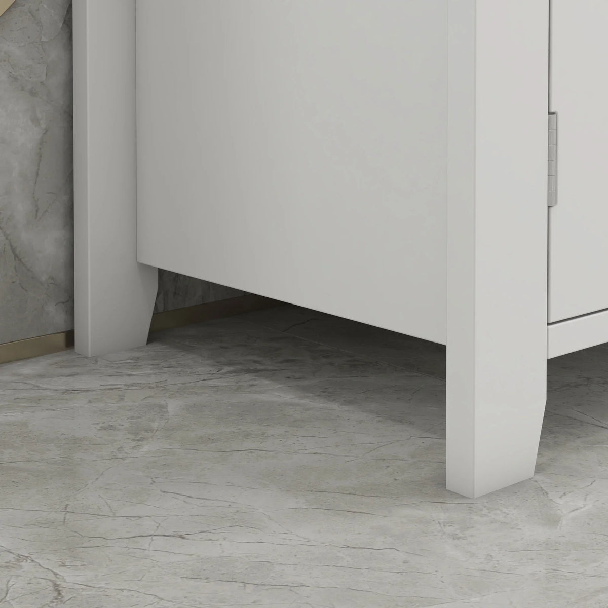 Kleankin Pedestal Sink Storage Cabinet, Under Sink Cabinet, Bathroom Vanity Cabinet with U-Shape and Adjustable Internal Shelf, White