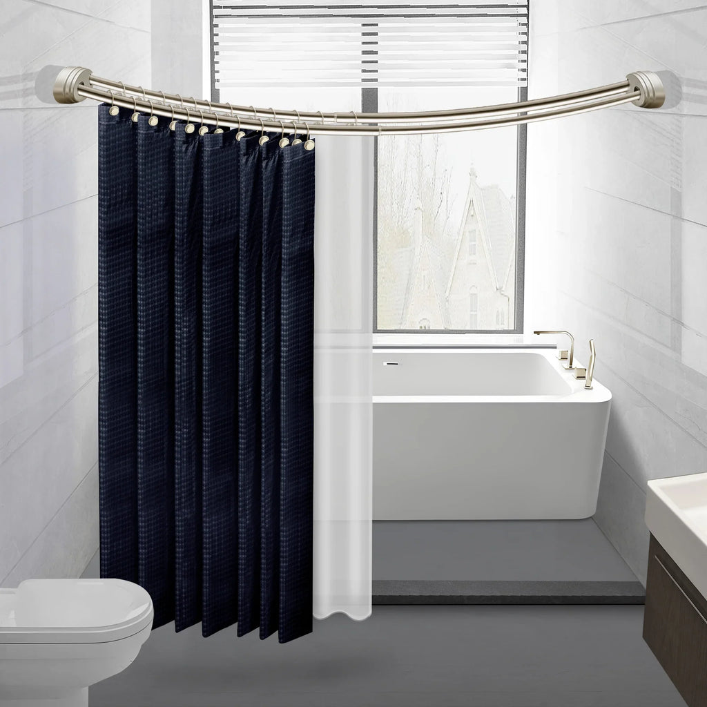 Utopia Alley Rustproof Wall Mounted Aluminum Double Curved Shower Curtain Rod, Screw Mount Rod, Secure Than Tension, Adjustable Shower Rod from 45" to 72", Includes shower liner & hooks (Bronze)