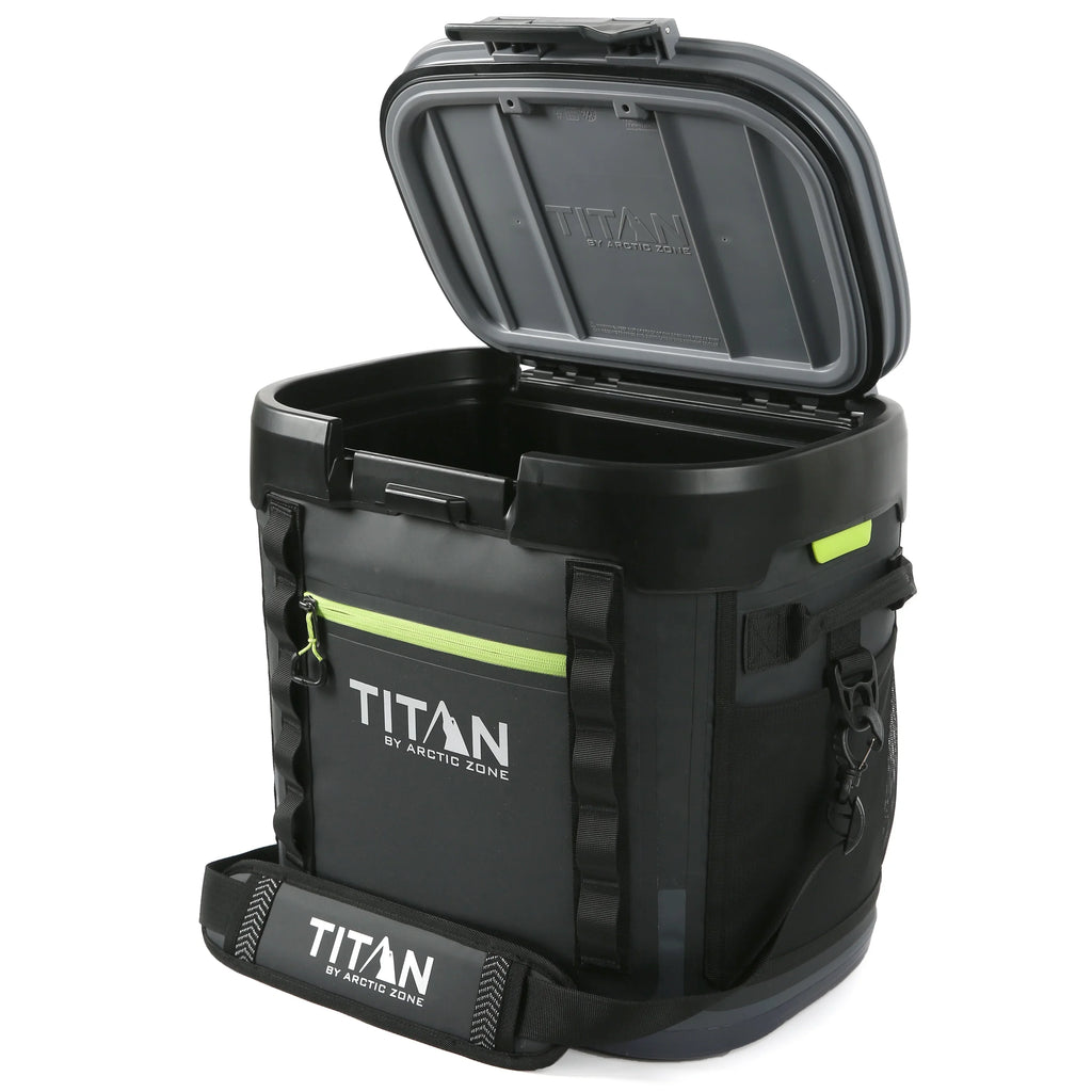 Titan by Arctic Zone 36 Can, 24 Quart Welded Soft Cooler with Waterproof Exterior & Leak Proof Latch, Black