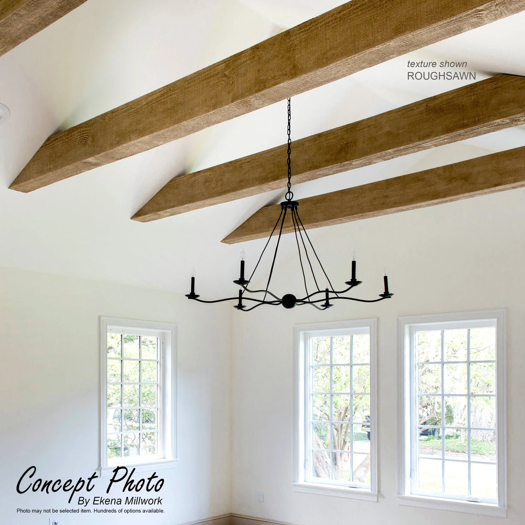 12"W x 8"H x 18'L 3-Sided (U-beam) Hand Hewn Endurathane Faux Wood Ceiling Beam, Factory Prepped