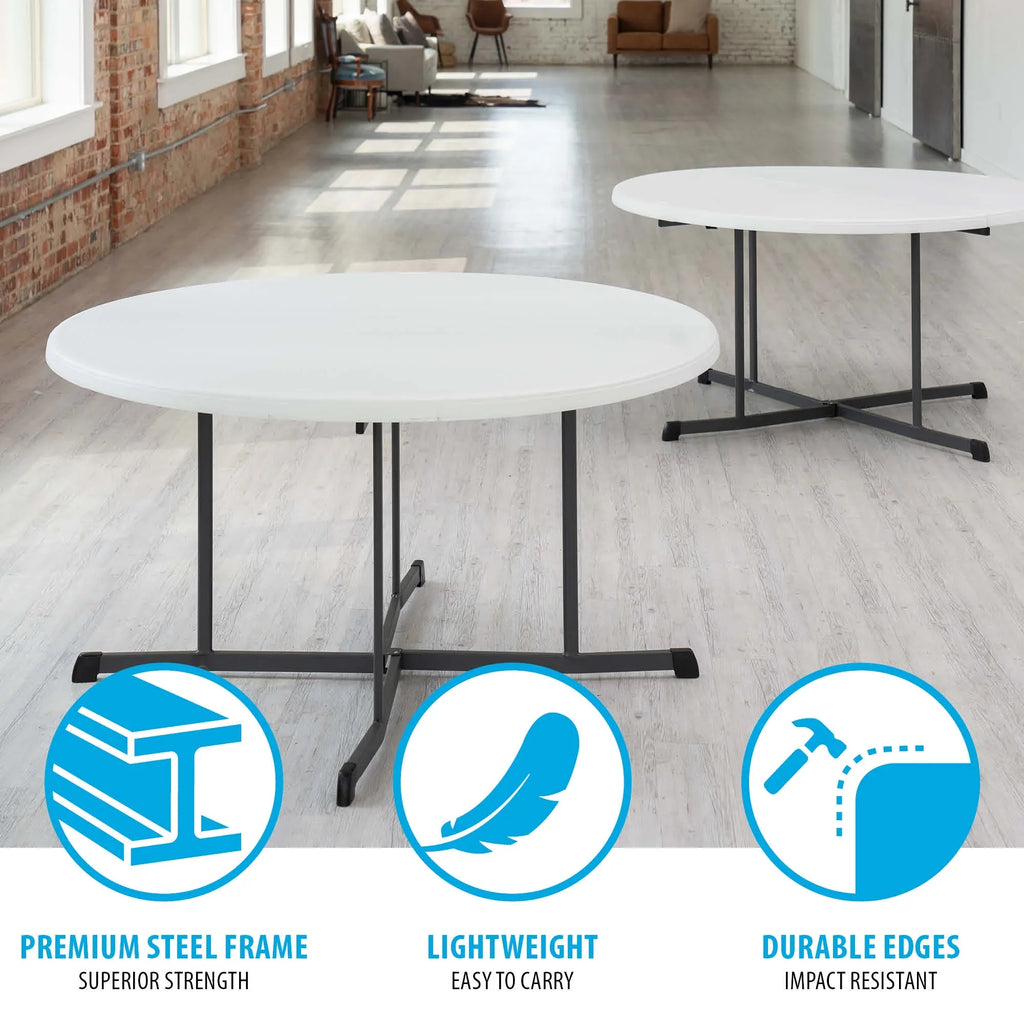 Lifetime 60" Centerfold Indoor/Outdoor Commercial Grade Folding Round Table, Almond 1 Piece 1 Count (80806)