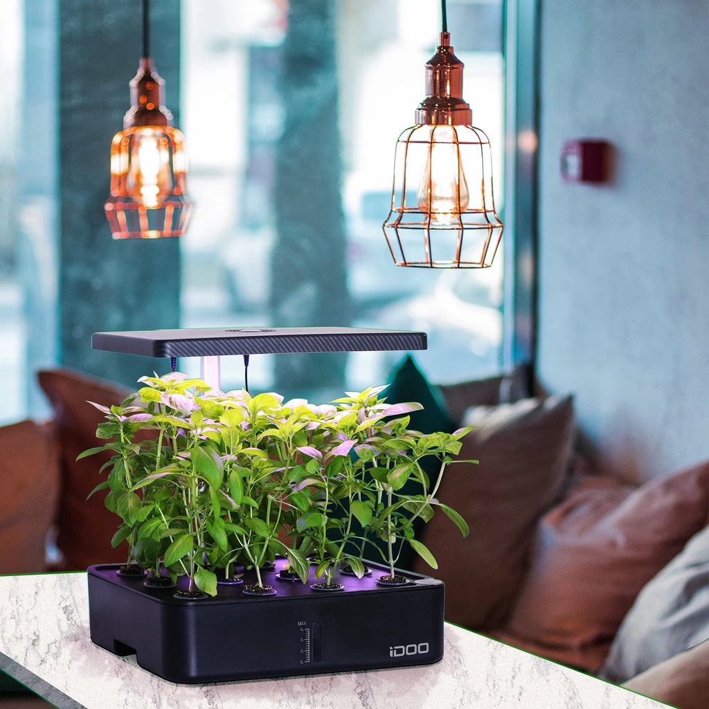 iDOO 12Pods Indoor Herb Garden Kit, Hydroponics Growing System with LED Grow Light