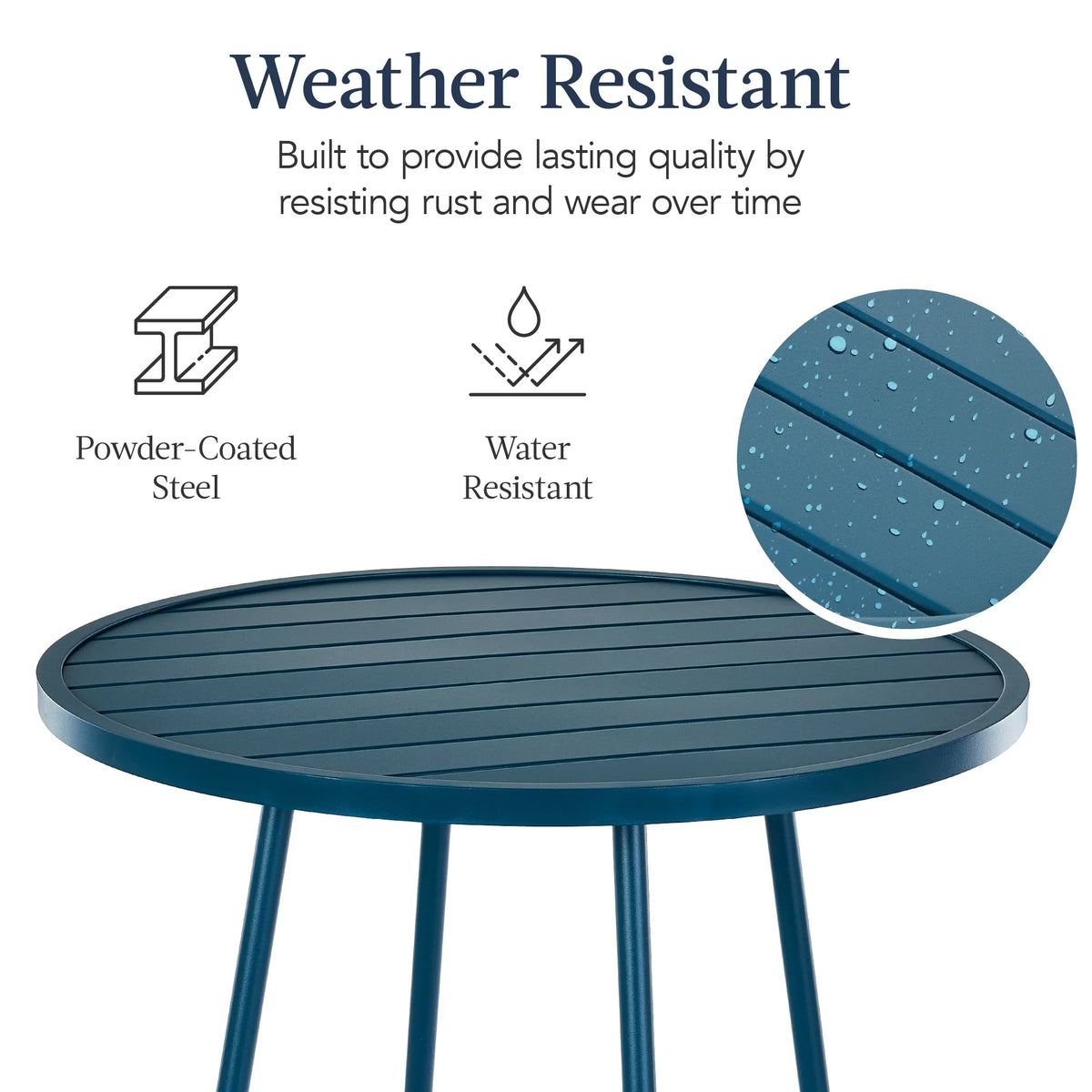 Best Choice Products 3-Piece Steel Patio Bar Height Round Bistro Set w/ Backless Stools, Slatted Design - Black