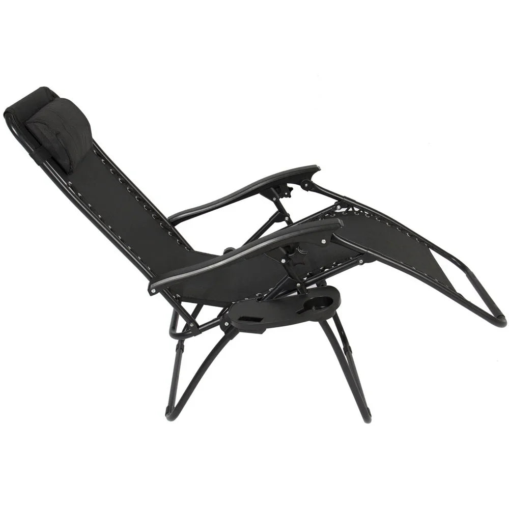 GoDecor Black 2 Pieces Zero Gravity Lounge Chairs with Saucer