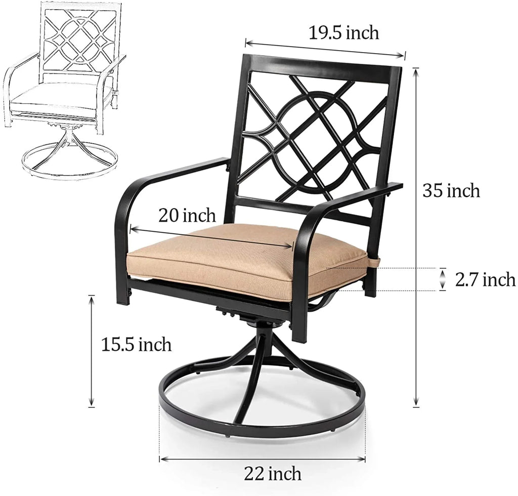 SUNCROWN 5-Piece Outdoor Wrought Iron Chairs and Table Patio Dining Furniture Set - 4 Stackable Metal Chairs, 1 Steel Slat Bistro Table and 1 Sky Blue 9Ft Patio Umbrella for Garden Backyard Deck