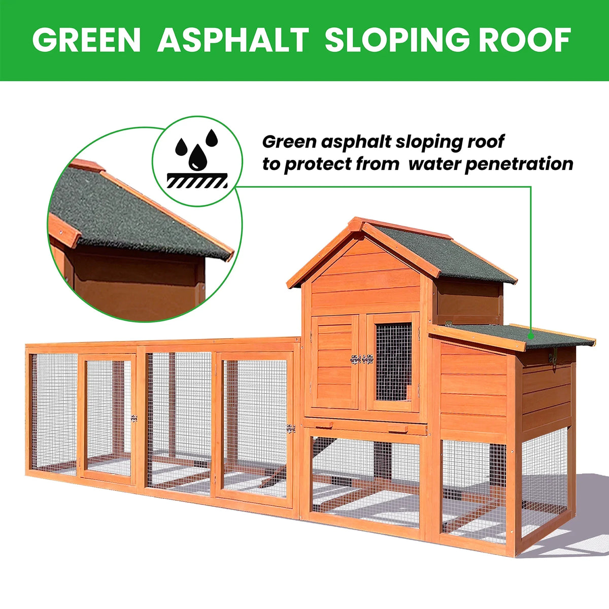 Pefilos 112" Large Outdoor Wooden Chicken Coop with Run, Slide-Out Tray, Rabbit Hutch Poultry Cage, Hen House with Nest Box, Gray