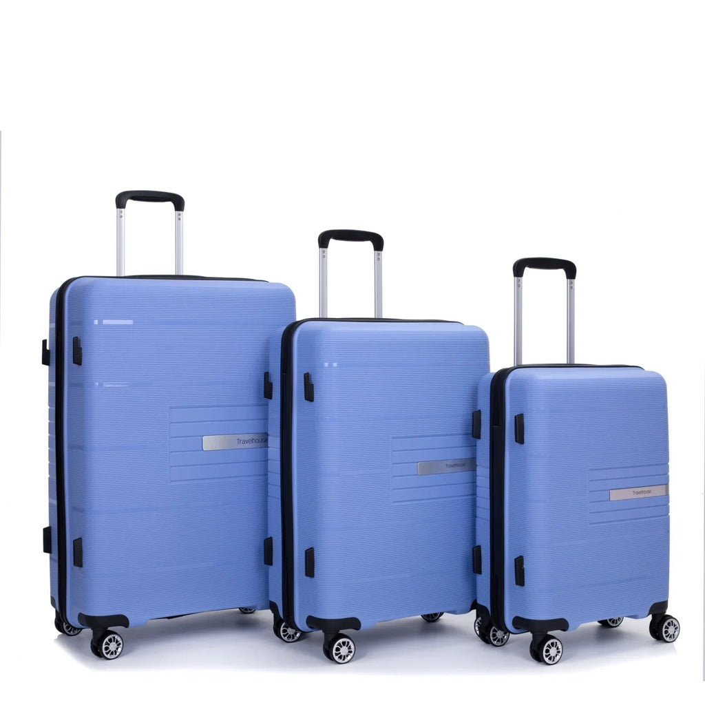 Lightweight PP Suitcase Sets with Spinner Wheels TSA Lock, Hardshell Luggage Sets for Travel Trips, 3-Piece Set (20in/24in/28in), Light Green