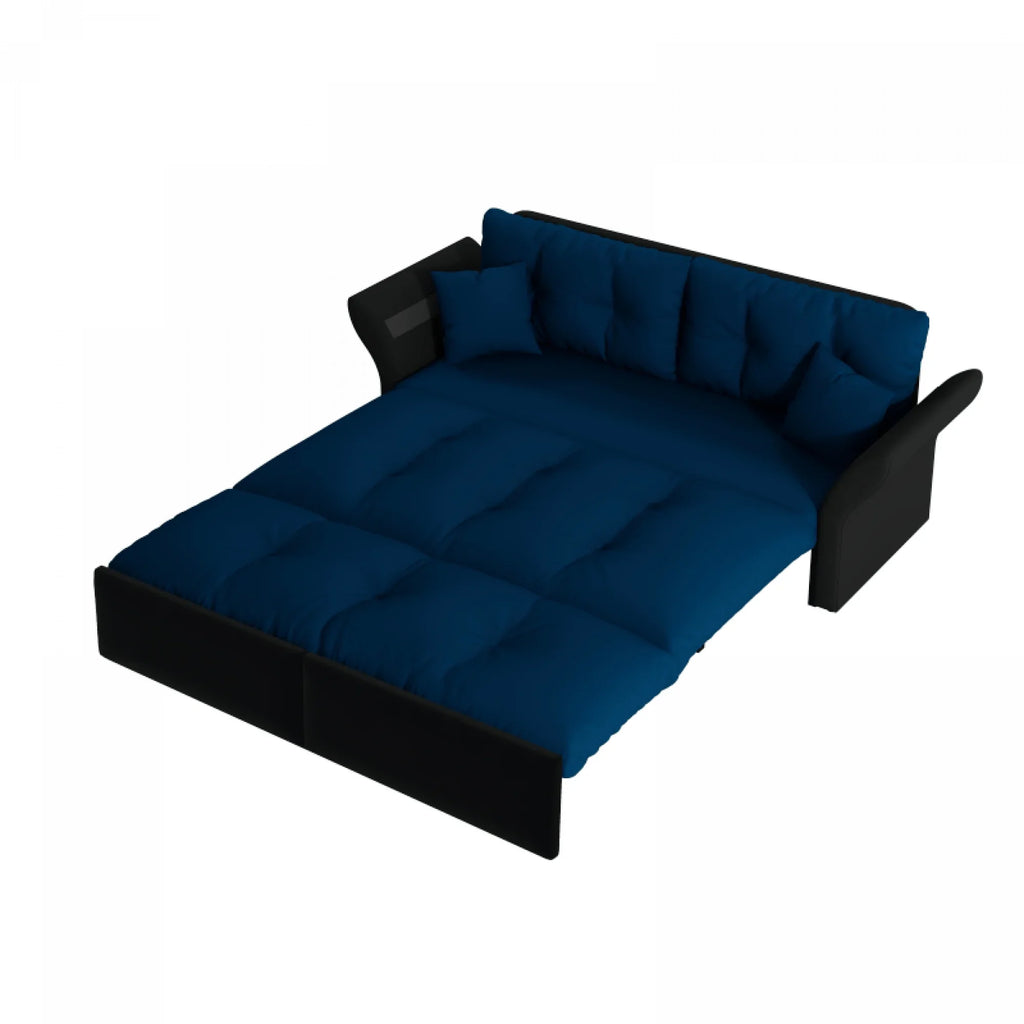 66" Queen Pull Out Sofa Bed, 3-in-1 Convertible Sleeper Sofa with Side Storage,Multi-Functional Velvet Loveseat Bed for Living Room,Bedroom