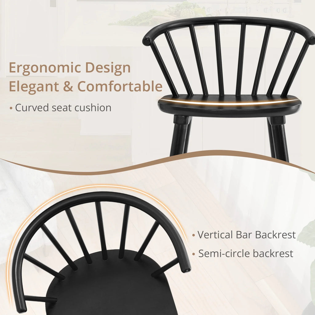 Dycanpo Dining Chairs Set of 4, Black Kitchen/Dining Room Wooden Chairs with Mid Century Modern,18''
