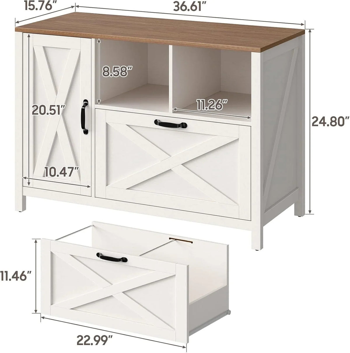 Vabches 2 Drawer Lateral File Cabinet,Mobile Wood office Cabinet for Home Office,Printer Stand with Open Storage Shelves.