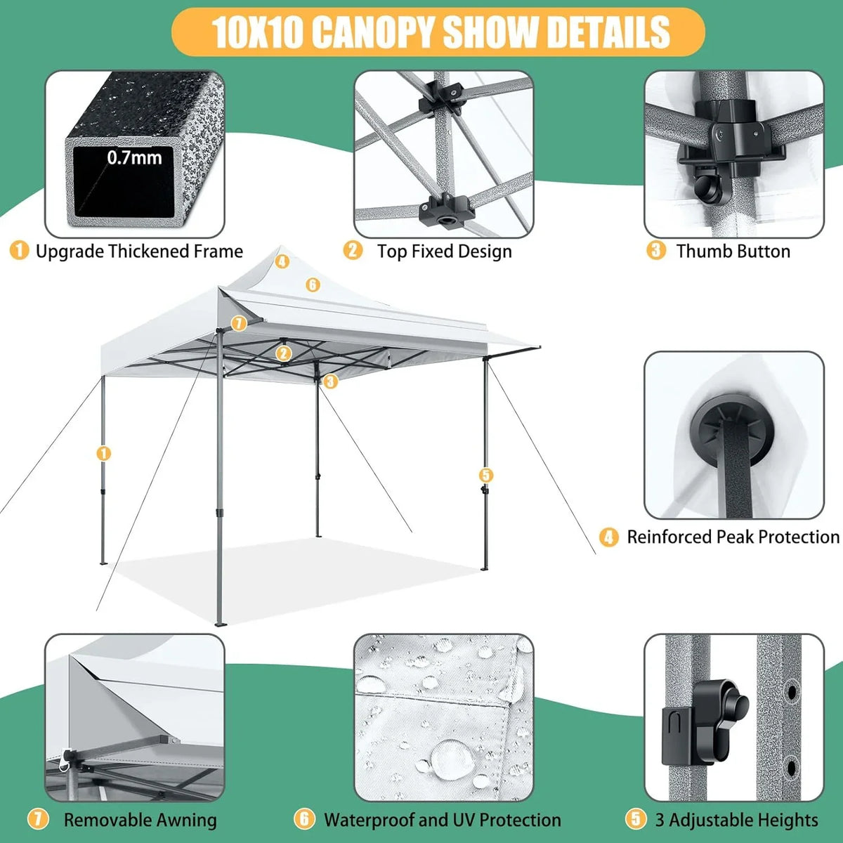 SANOPY 10x20 FT Pop Up Canopy Tent with Awning,Heavy Duty Canopy UPF 50+ All Season Wind Waterproof Commercial Outdoor Street Vendors Party Tents for Parties Canopy with Roller Bag