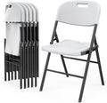 DYUKFG Folding Chairs, Heavy Duty Foldable Chair Portable HDPE Plastic Seat with Steel Frame for Indoor Outdoor Dinning Party Wedding School Use, White, 6 Pack