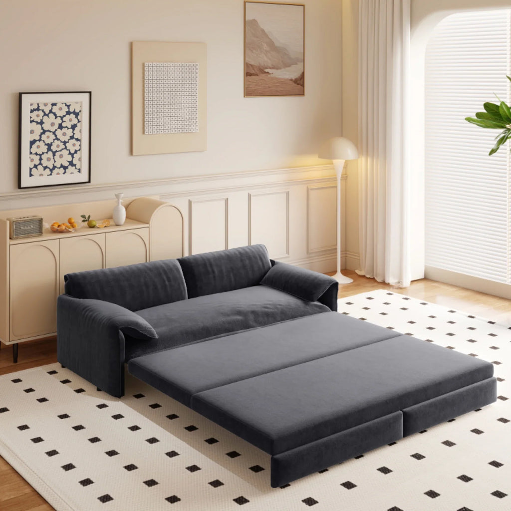 66" Queen Pull Out Sofa Bed, 3-in-1 Convertible Sleeper Sofa with Side Storage,Multi-Functional Velvet Loveseat Bed for Living Room,Bedroom