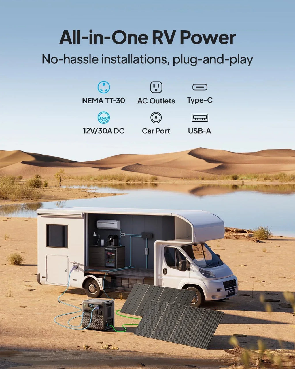 Restored BLUETTI AC240 Solar Generator, 1536Wh/2400W Solar Generator, Expandable to 10136Wh, IP65 Water Resistant LiFePO4 Battery Backup, Emergency Power for Camping, Home Use,Refurbished