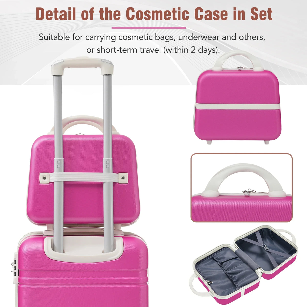 4 Piece ABS Hard Shell Luggage Sets with Cosmetic Case,Lightweight Suitcase with TSA Lock,Airline Certified Carry-on Luggage(20/24/28in),Green