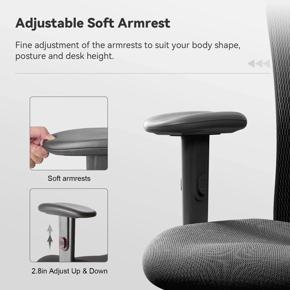SIHOO M18 Mesh Ergonomic Office Chair with Adjustable Lumbar Support, High Back, Black