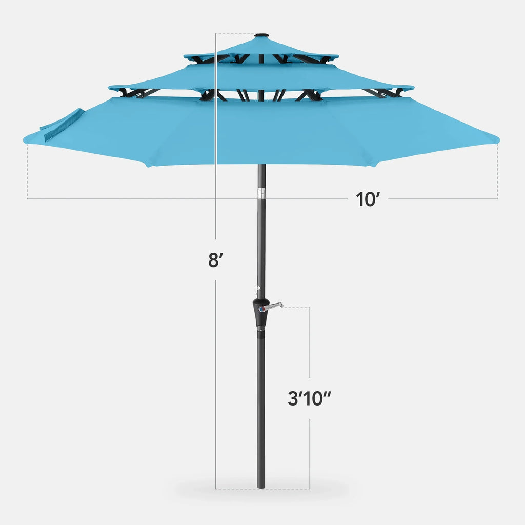 Best Choice Products 10ft 3-Tier Patio Umbrella, Market Sun Shade w/ Tilt Adjustment, Easy Crank - Red