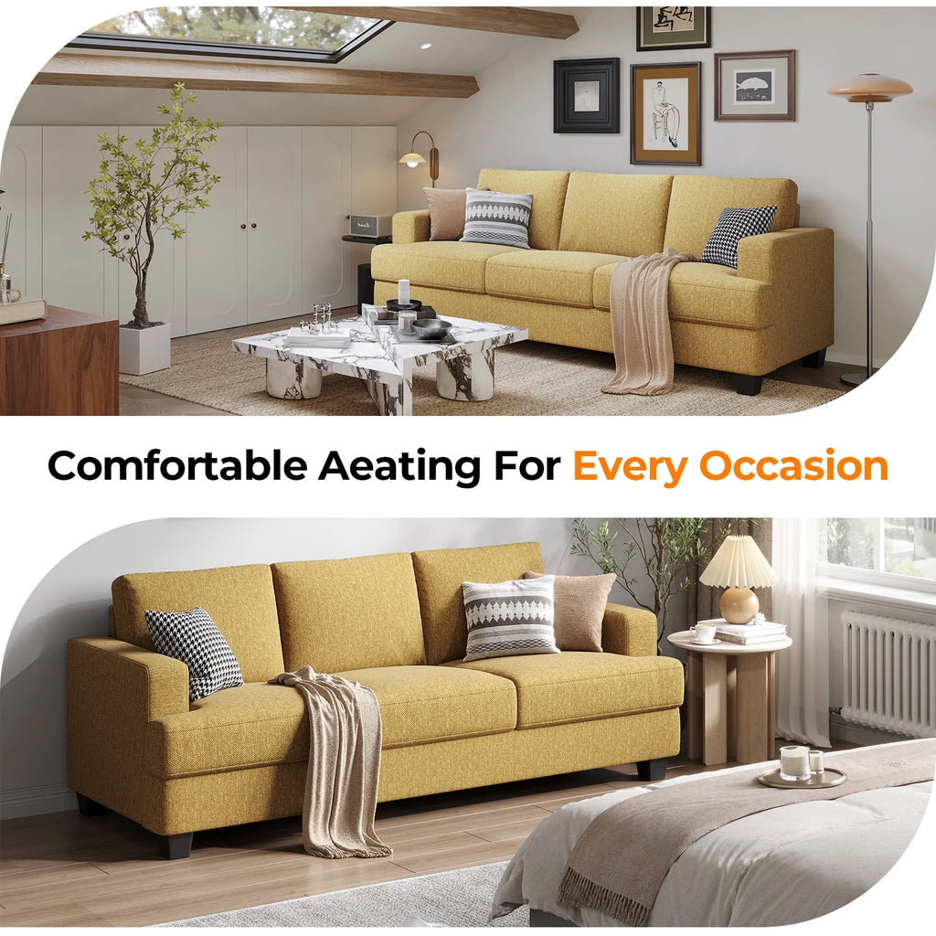 BLAZANT 3 Seater Sofa Oversize, 89" Extra Large Size Sofa Couch with Extra Deep Seats, Modern Loveseat Sofa, Comfortable Fabric, Easy to Install, for Living Room Apartment Lounge, Brown