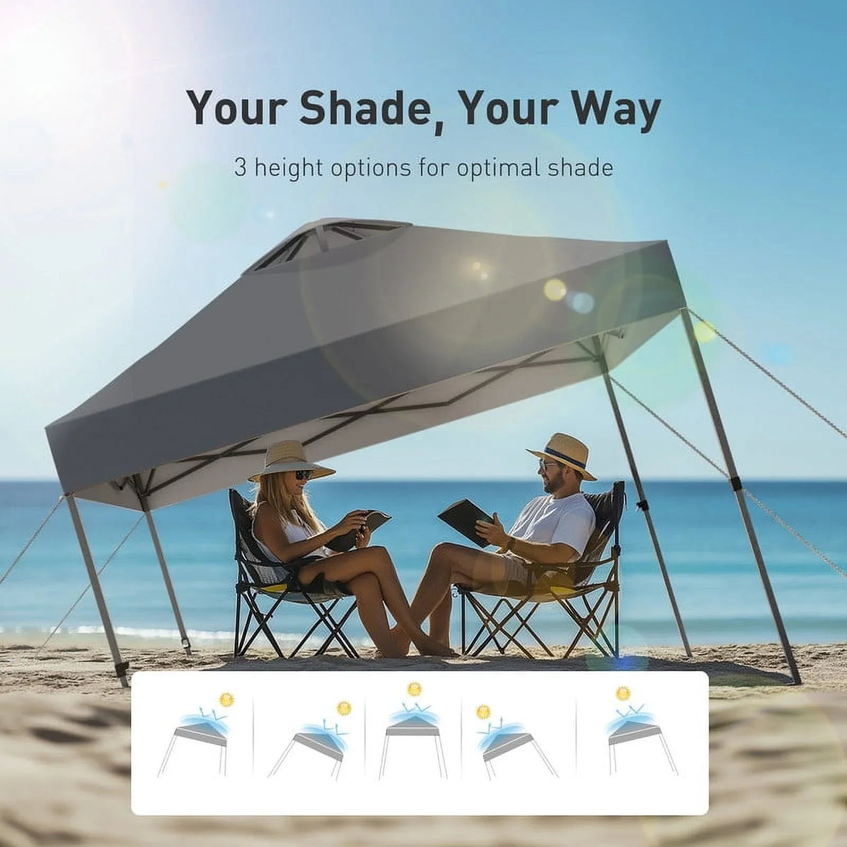 CHITOOMA 10 x 10ft Pop up Canopy Tent, Instant Outdoor Shelter Easy Portable Straight Leg Canopy Tent with Pockets Sidewall, White