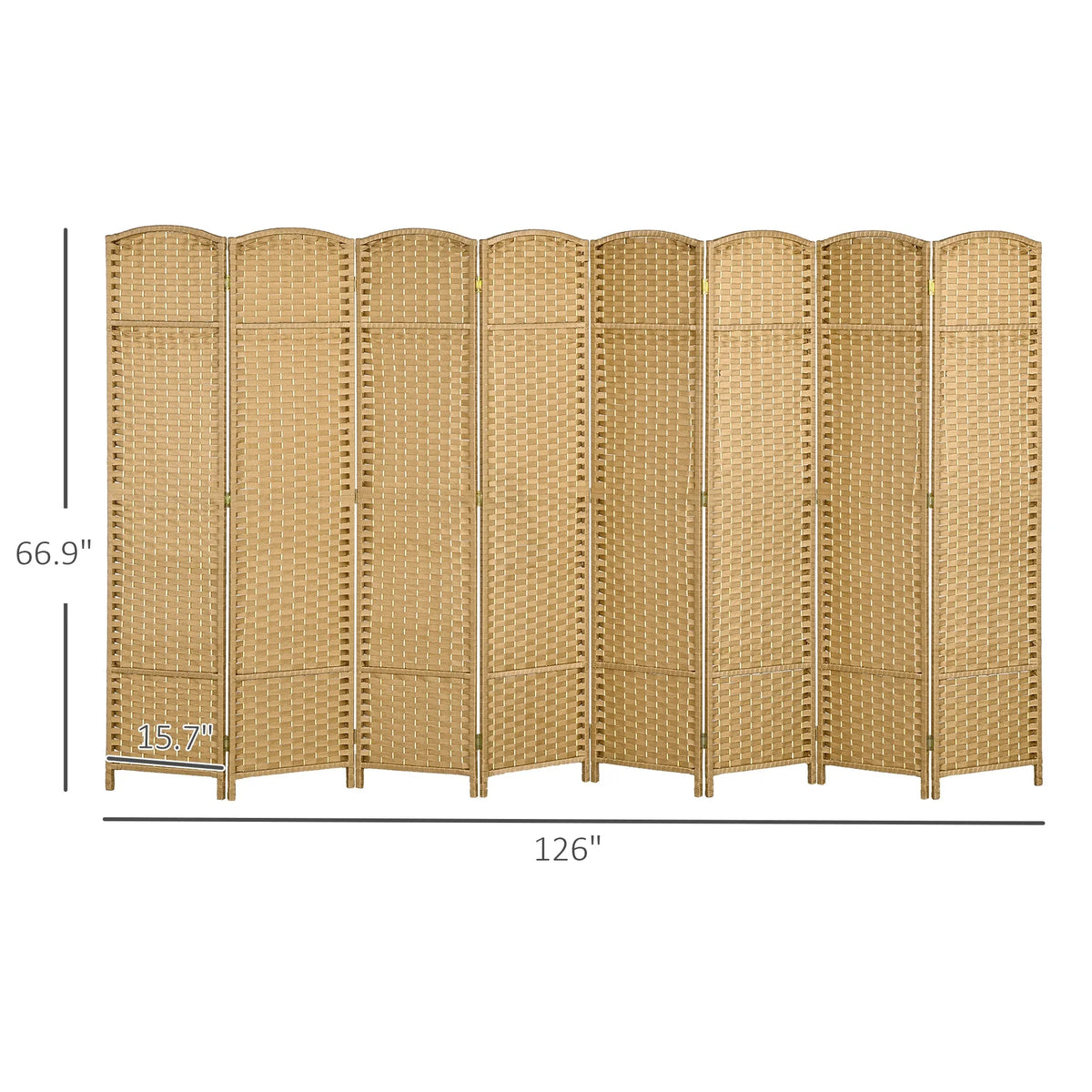HOMCOM 4 Panel Room Divider Freestanding Folding Privacy Screen Nature Wood
