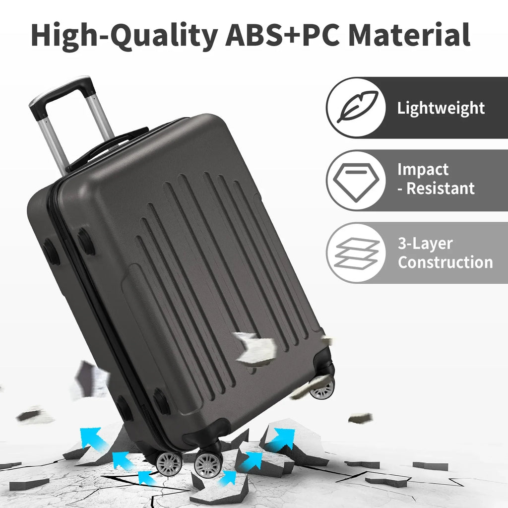Red 3-Piece Hardshell Spinner Luggage Set (20in, 24in, 28in) - Large ABS Suitcase Set with 8 Wheels, Lightweight & Durable for Travel