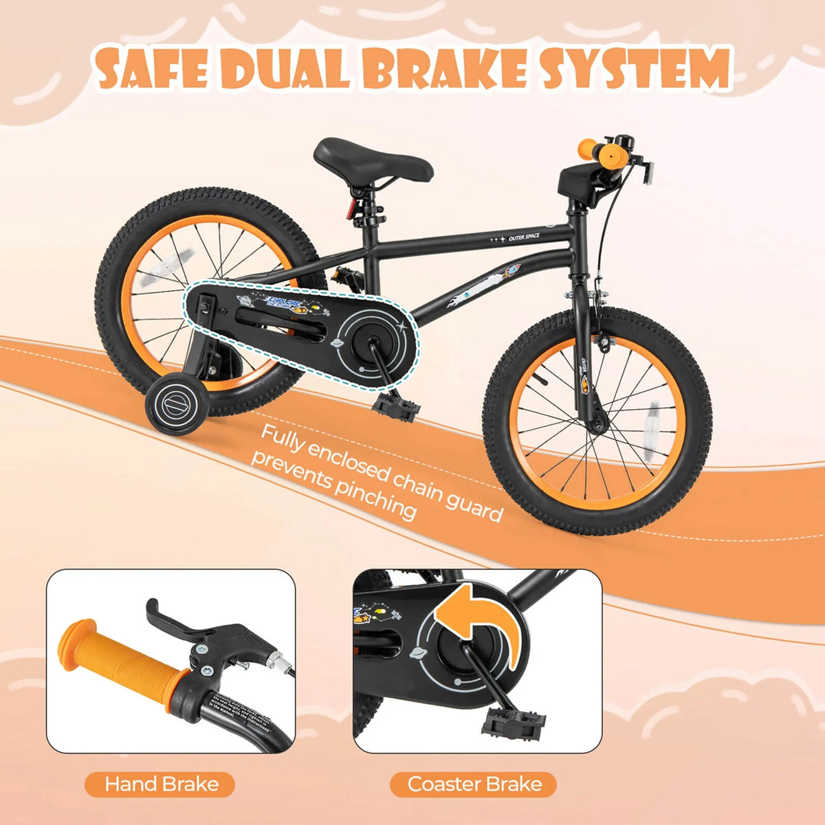 Costway 16-Inch Kid’s Bike for 4-7 Years Old with Adjustable Saddle & Anti-slip Handlebar Black