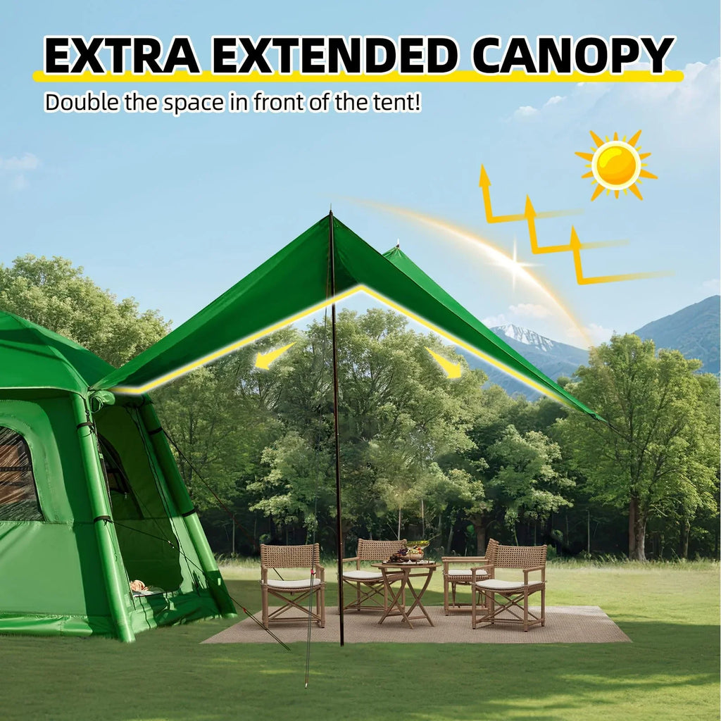 Erommy 3-4 Person Inflatable Tents for Camping with Large Rainproof Cover, Blow-Up Tent with Hand Pump, Easy Setup Tent House, Air Tent for Camping Adult,Beige