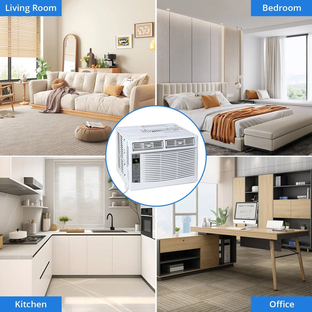 Lumiparty 6,000 BTU Window Air Conditioner, Cools 250 Sq.ft., Window AC Unit with Remote Control, Sleep Mode, Bedroom, Room, Office, White