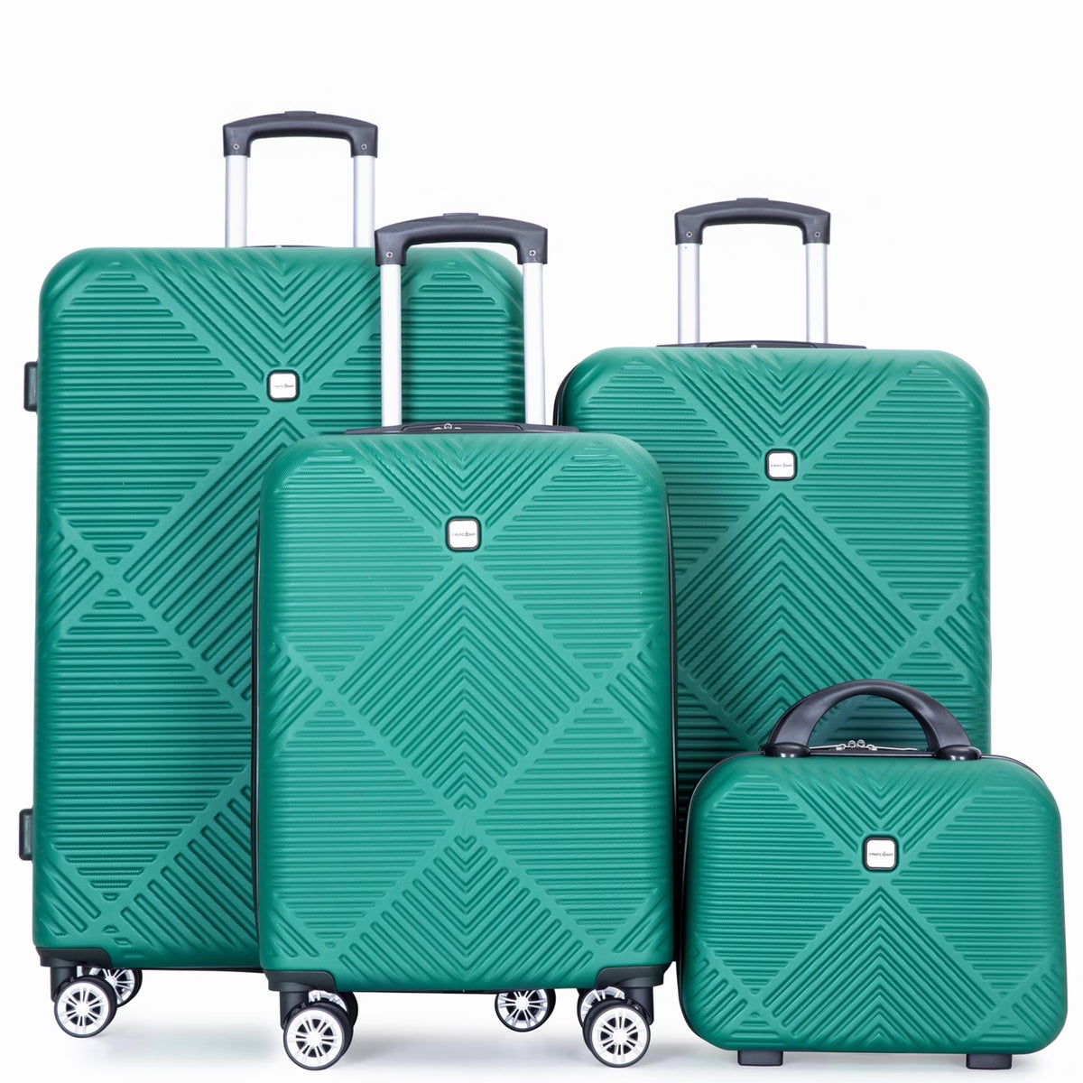 Tripcomp Luggage Sets 4 Piece Suitcase Set (14/20/24/28)Hardside Suitcase with Spinner Wheels Lightweight Carry on Luggage(Black)
