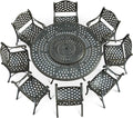 VIVIJASON 9-Piece Patio Dining Set, Rust-Free Cast Aluminum Outdoor Furniture Set, 8 Patio Dining Chairs and 61" Round Dining Table with 31" Lazy Susan, Umbrella Hole for Backyard, Patio, Garden