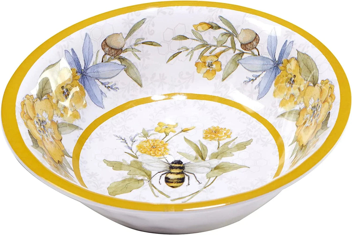 & Floral 12-Piece Melamine Dinnerware Set for 4, Shatterproof Outdoor Tableware