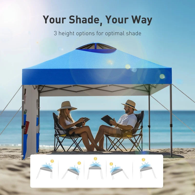 CHITOOMA 10 x 10ft Pop up Canopy Tent, Instant Outdoor Shelter Easy Portable Straight Leg Canopy Tent with Pockets Sidewall, White