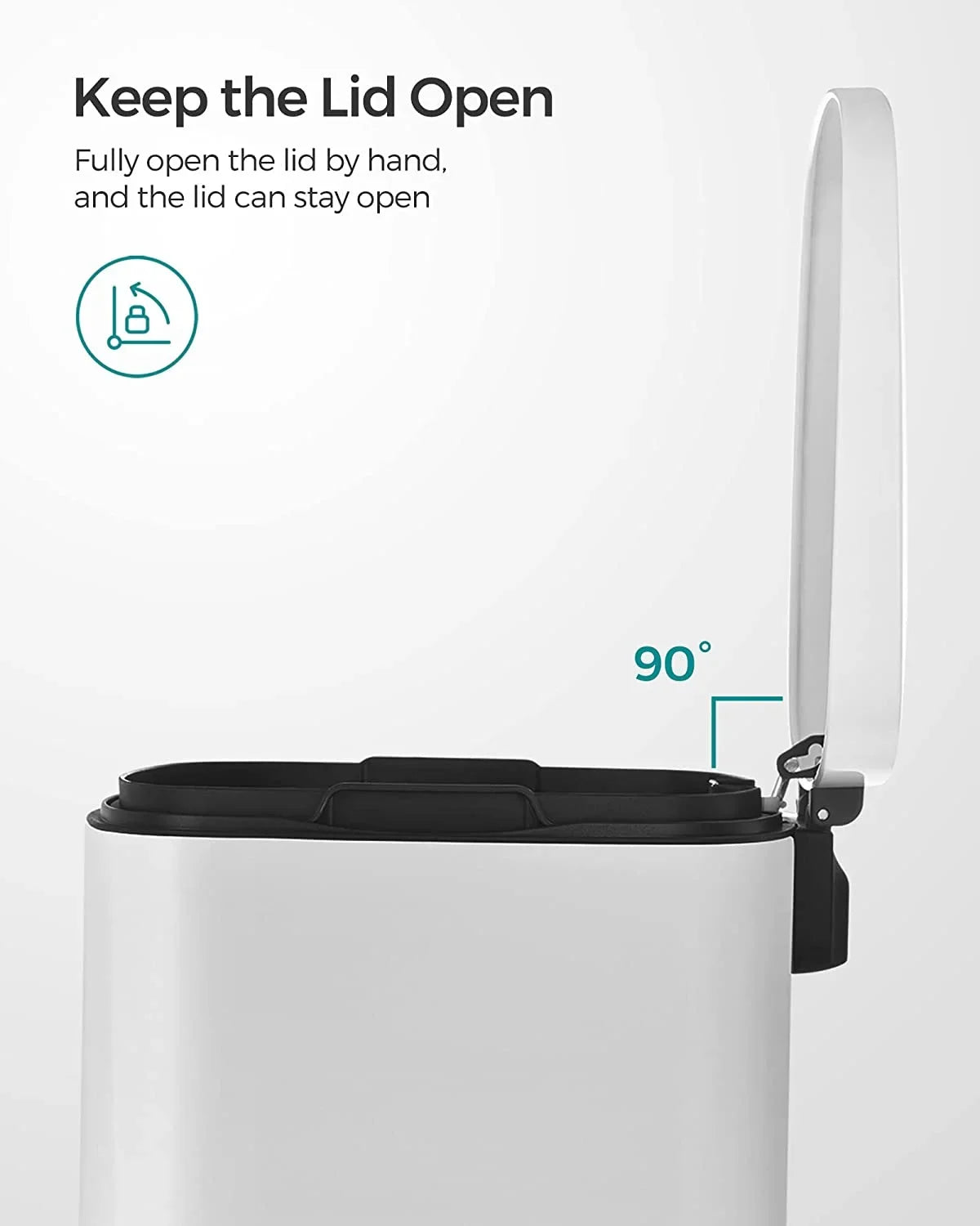 13 Gallon Stainless Steel Kitchen Trash Can, Garbage Can, Soft Close, White