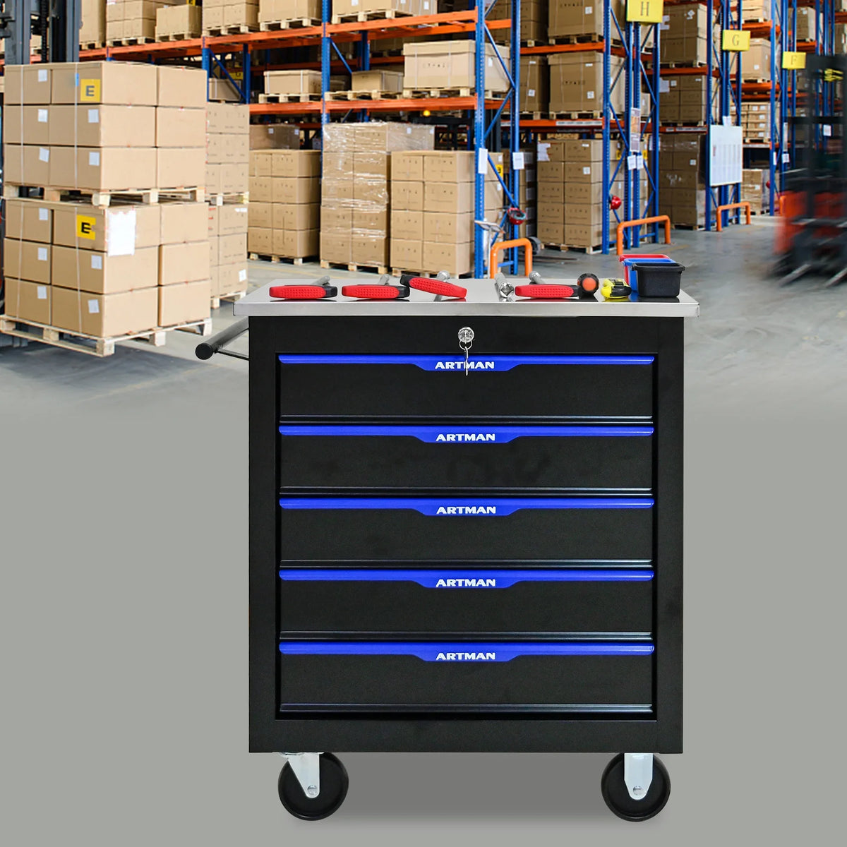 ARTMAN 6-Drawer Tool Storage Chest with Lockable Wheel,6 Drawer Tool Storage Cabinet for Garage, Warehouse, Repair Shop