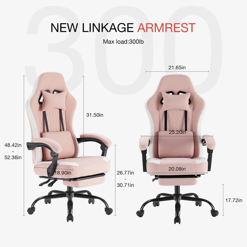MCQ Ergonomic Swivel Gaming Chair with Headrest Lumbar Support for Home Office, Black and Grey