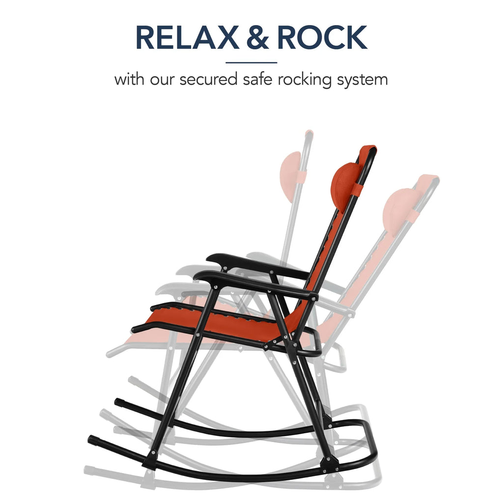 Best Choice Products Folding Outdoor Zero Gravity Rocking Lounge Chair w/ Headrest Pillow - Black