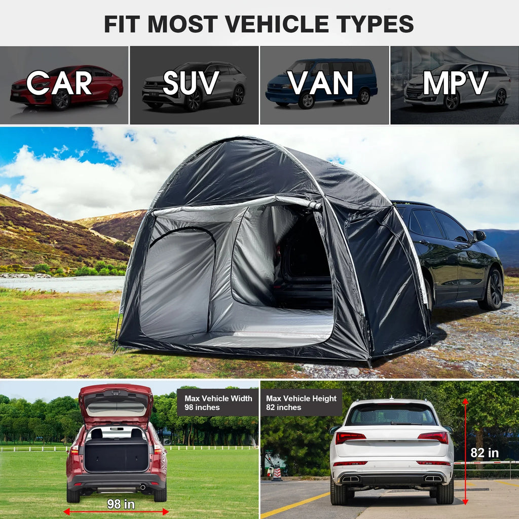 2-3 Person SUV Universal Vehicle Tent for Babecue Camping Extension Tent with Three doors Tent Car Awning Sun Shelter